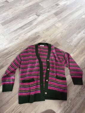 Daydreamer Green, Pink & Purple Striped Knit Top